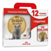 Сухий корм Royal Canin British Shorthair Adult для британських короткошерстих кішок, 4 кг + 12 паучів у подарунок