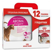 Сухий корм Royal Canin Aroma Exigent для котів вибагливих до аромату, 4 кг + 12 паучів у подарунок
