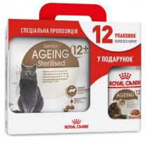 Сухий корм Royal Canin Sterilised Ageing 12+ для стерилізованих котів від 12 років, 4 кг + 12 паучів у подарунок
