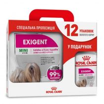 Сухий корм Royal Canin Mini Exigent для вибагливих собак дрібних порід, 3 кг + 12 паучів у подарунок