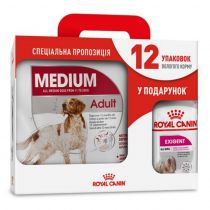 Сухий корм Royal Canin Medium Adult для собак середніх порід, 4 кг + 12 паучів у подарунок