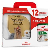 Сухий корм Royal Canin Yorkshire Terrier Adult для йоркширського тер'єра, 3 кг + 12 паучів у подарунок