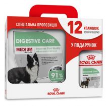 Сухий корм Royal Canin Medium Digestive Care при чутливому травленні у собак середніх порід, 3 кг + 12 паучів у подарунок