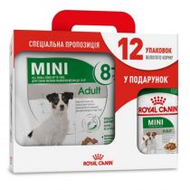 Сухий корм Royal Canin Mini Adult для собак дрібних порід, 4 кг + 12 паучів у подарунок