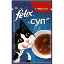 Вологий корм Purina Felix Soup для котів, суп з яловичиною, 48 г