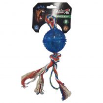 Игрушка AnimAll GrizZzly дентал, Мяч с канатом, для собак, 15.2×6.2 см