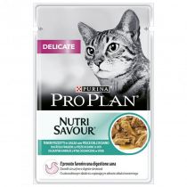 Вологий корм Purina Pro Plan Delicate Nutrisavour для котів з чутливим травленням, з рибою, 85 г