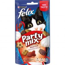 Ласощі Purina Felix Party Mix Mixed Grill для котів, гриль мікс зі смаком курки, яловичини та лосося, 60 г