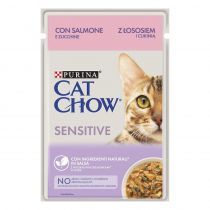 Вологий корм Purina Cat Chow Sensitive для котів з чутливим травленням, лосось та цукіні в соусі, 85 г