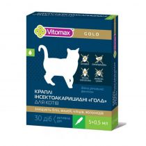 Краплі на холку Vitomax Gold інсектоакарицидні для котів, 1 піпетка, 0.5 мл