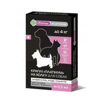 Краплі на холку Vitomax Platinum протигельмінтні для собак вагою до 4 кг, 1 піпетка, 0.5 мл