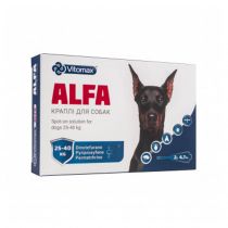 Краплі Vitomax ALFA протипаразитарні, для собак вагою від 25 до 40 кг, 4.7 мл, 2 піпетки