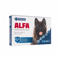 Краплі Vitomax ALFA протипаразитарні, для собак вагою від 40 до 65 кг, 8 мл, 2 піпетки