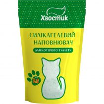 Силікагель наповнювач Хвостик для котів, із зеленими гранулами, дрібна фракція, 3.6 л