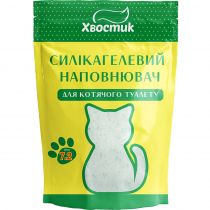 Силікагель наповнювач Хвостик для котів, із зеленими гранулами, дрібна фракція, 7.2 л