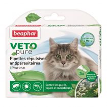 Капли Beaphar Veto Pure Spot on Cat от блох, клещей и комаров для кошек, био натуральные, цена за 1 пипетку