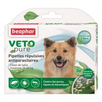 Краплі Beaphar Veto Pure Spot від бліх, кліщів та комарів для собак від 15 до 30 кг, біо натуральні, ціна за 1 піпетку