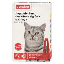 Ошейник Beaphar Ungezieferband от блох и клещей для кошек, красный, 35 см