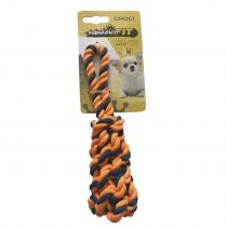 Игрушка Croci плетеная кость из каната для мелких собак, оранжевая, 19 см