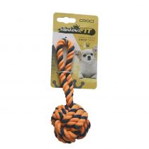 Игрушка Croci плетеный мяч из каната для мелких собак, оранжевый, 16 см.