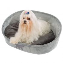 Лежанка з двосторонньою подушкою Ferplast Laska 45 Grey Dogbed для котів і собак, 45×34×16 см