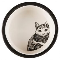 Миска Trixie Zentangle для котів, кераміка, біло-чорна, 0.3 л/12 см