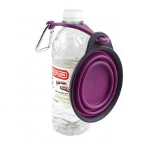 Миска дорожня Dexas Travel Cup складна, з кріпленням на пляшку і карабіном, 240 мл, пурпурна