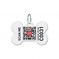 Адресник персоналізований Waudog Smart ID c QR для собак і котів, метал, малюнок "Серця", кістка, M, 38×26 мм