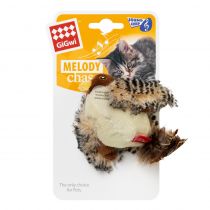 Игрушка GiGwi Melody Chaser Птичка со звуковым чипом и кошачьей мятой, для кошек, искусственный мех, 13 см