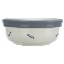 Миска Trixie Ceramic Bowl для котів, діаметр 12 см, 300 мл, біла/синьо-сіра